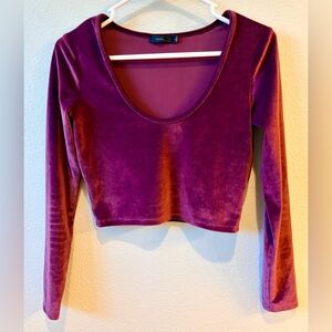 Talula Velvet Crop Top in Deep Purple
